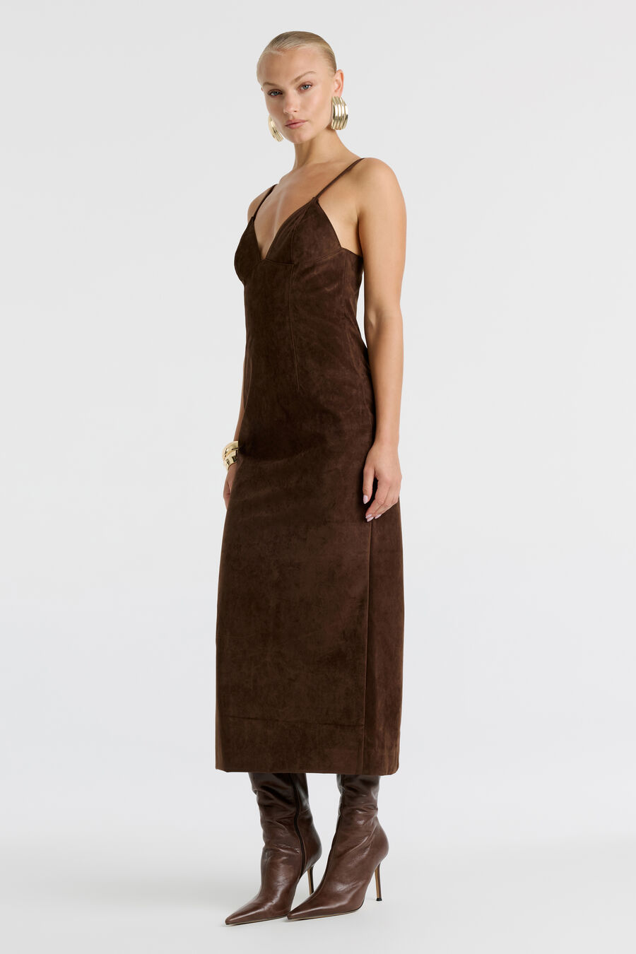 Estine Vegan Suede Midi Dress