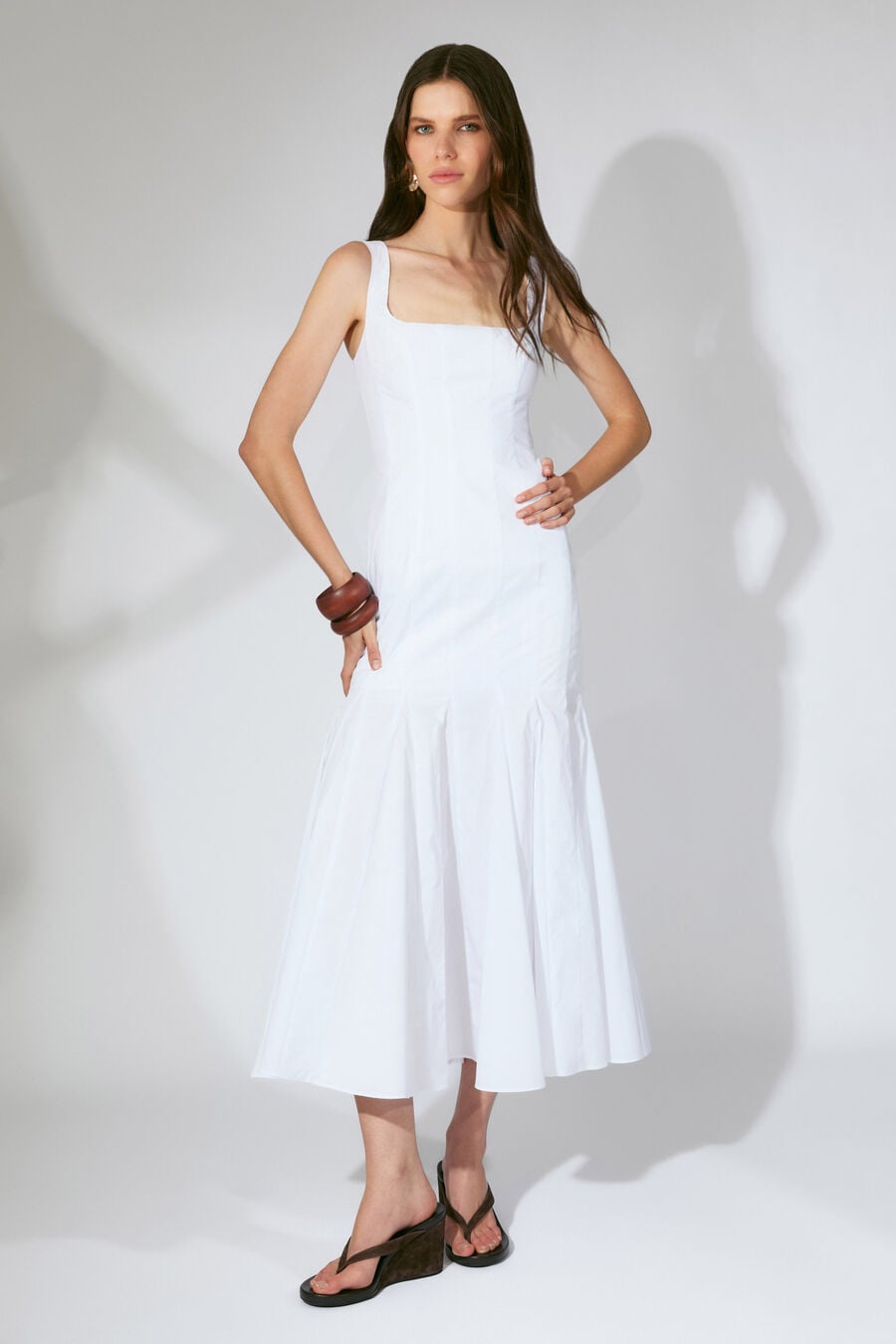 LOLITA COTTON MIDI DRESS in colour Orchid White