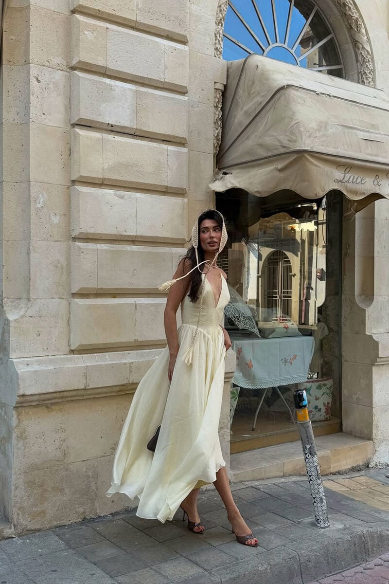 ARLETHA HALTER MAXI DRESS in colour CANARY YLW