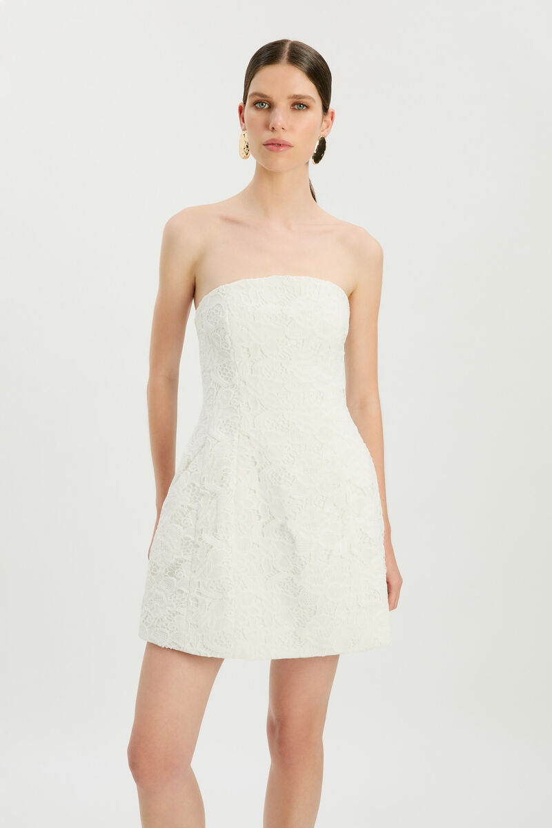 KAROLINE LACE MINI DRESS in colour Orchid White
