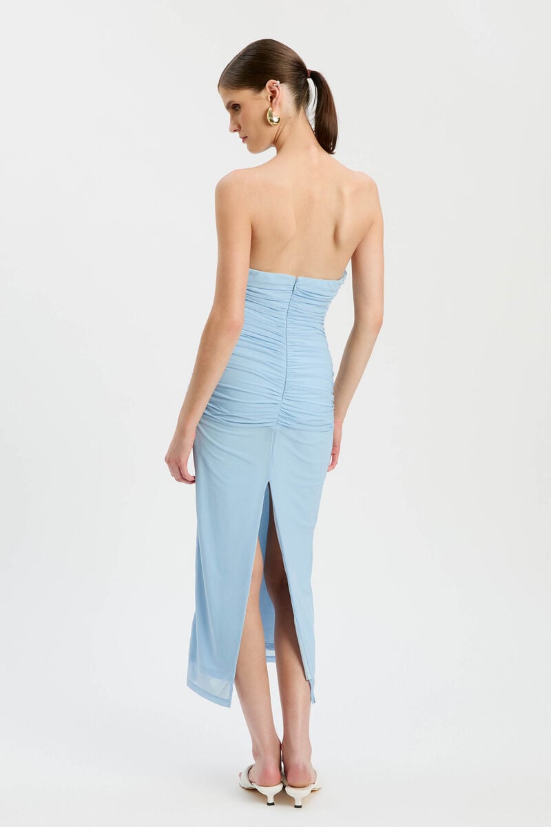 JULANE MESH MIDI DRESS in colour Soft Blue