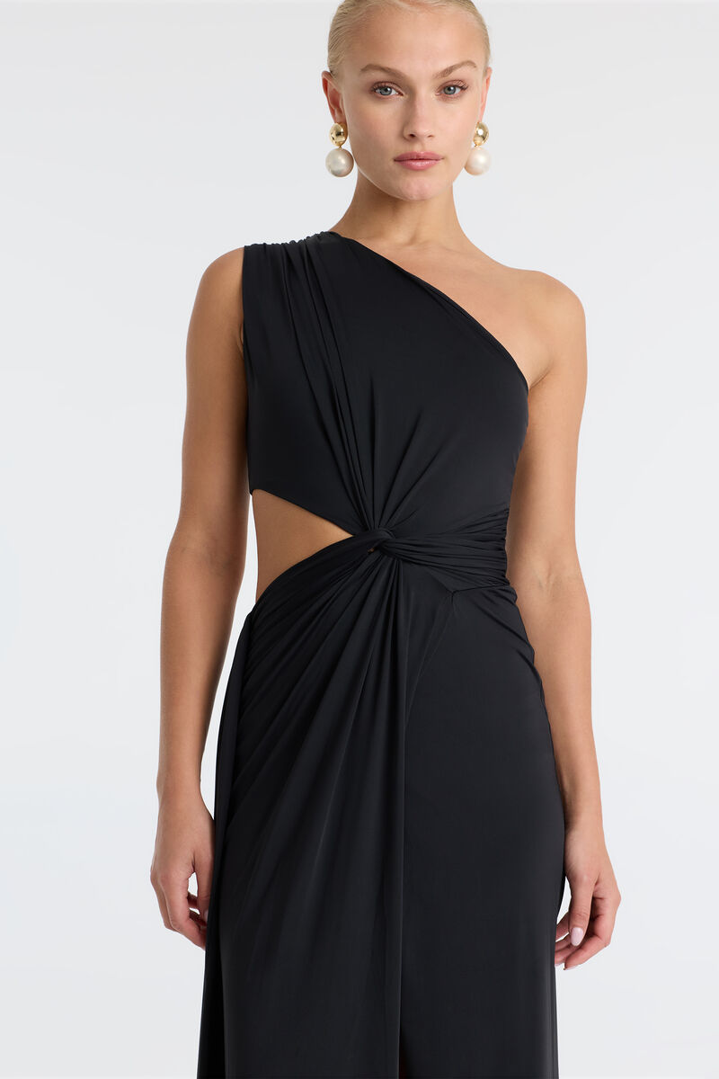 SASKIA ONE SHOULDER MAXI DRESS in colour Black