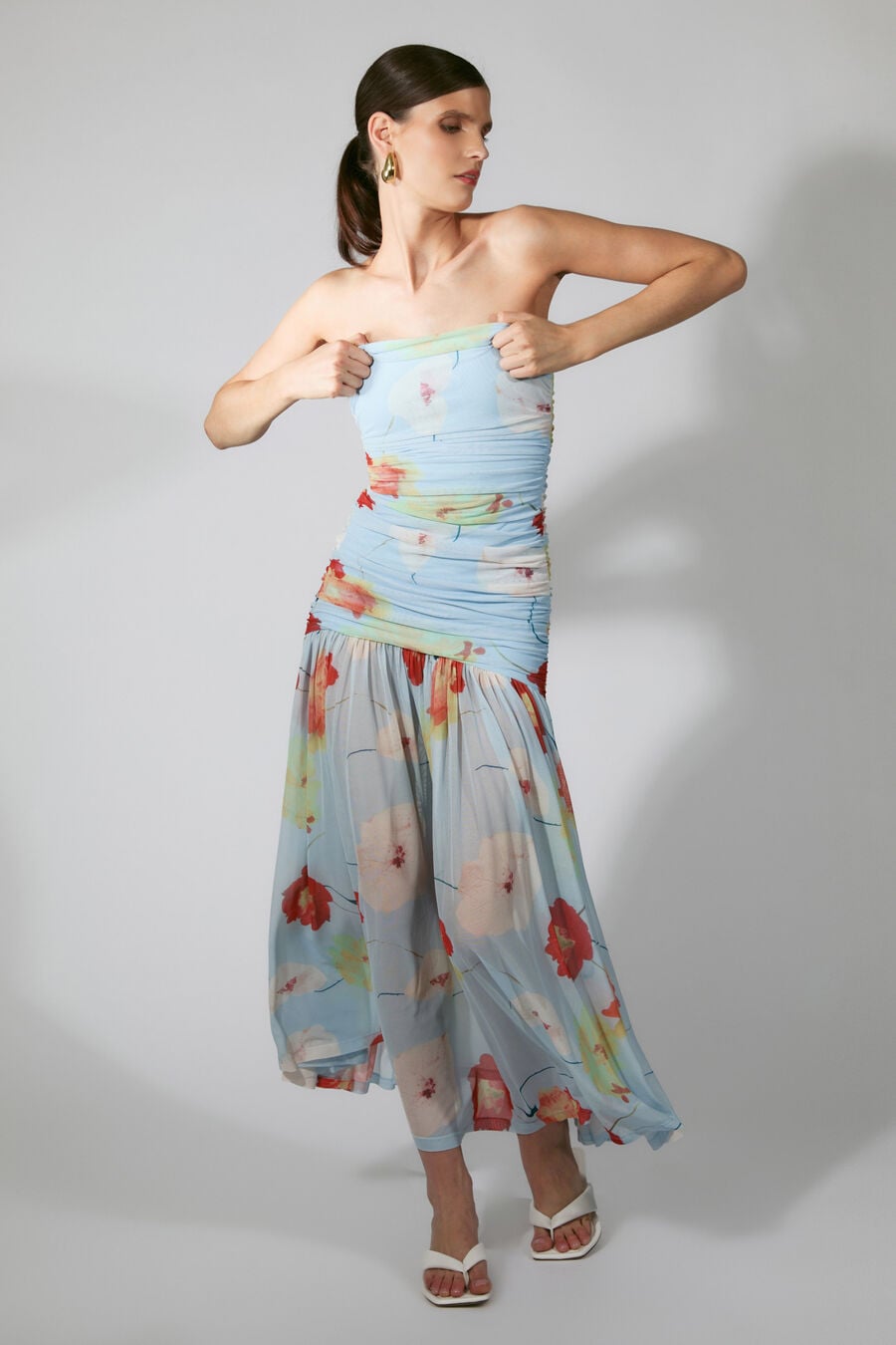 Solana Printed Mesh Maxi Dress
