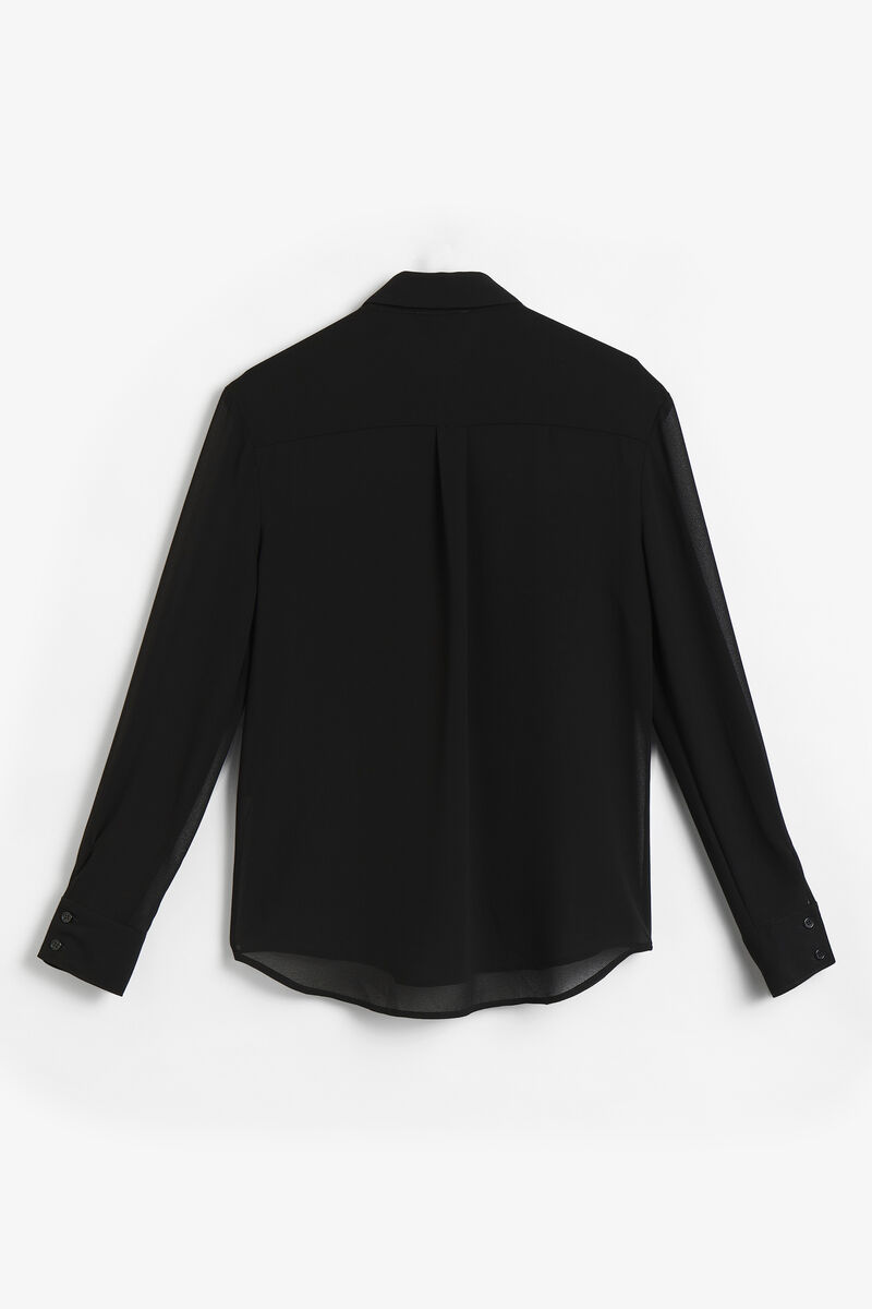 EVITA TRIM DETAIL SHEER SHIRT in colour Black