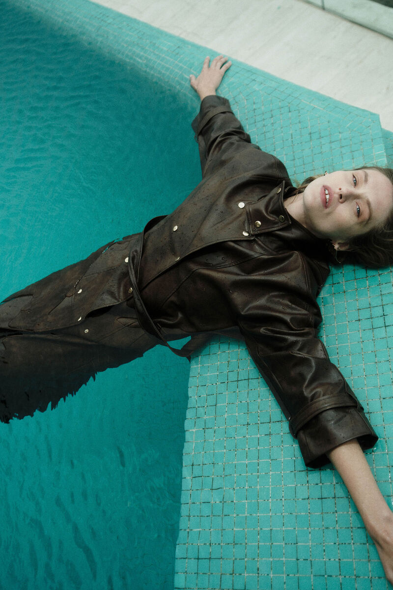 MILANA VEGAN LEATHER TRENCH in colour Dark Chocolate