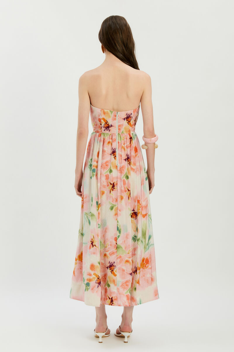 LOLA CORSET MIDI DRESS in colour Pink Floral