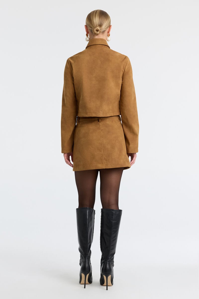 LORENZO CROC VEGAN SUEDE SKIRT in colour Camel