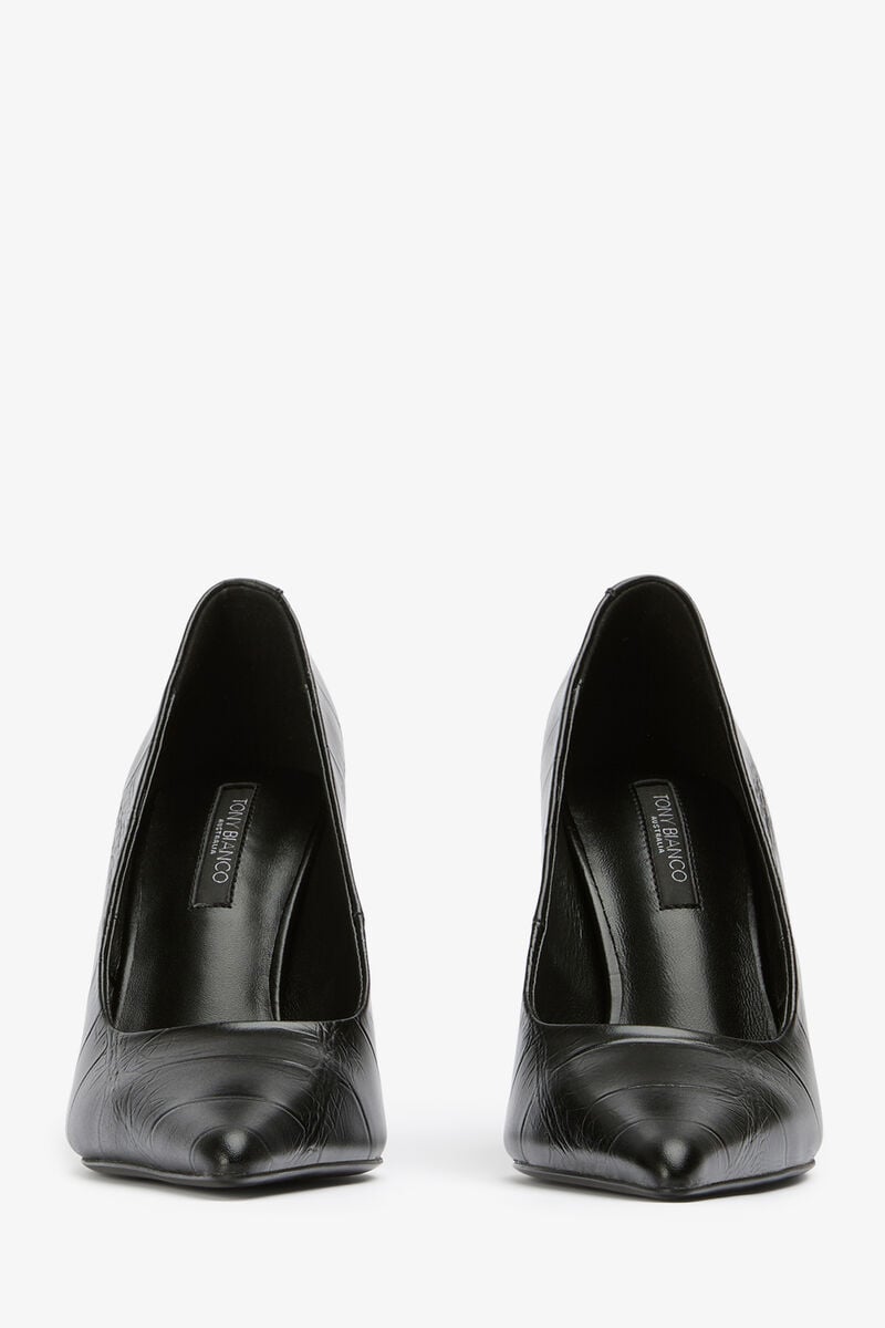 NIKI BLACK CROC HEELS in colour BLACK