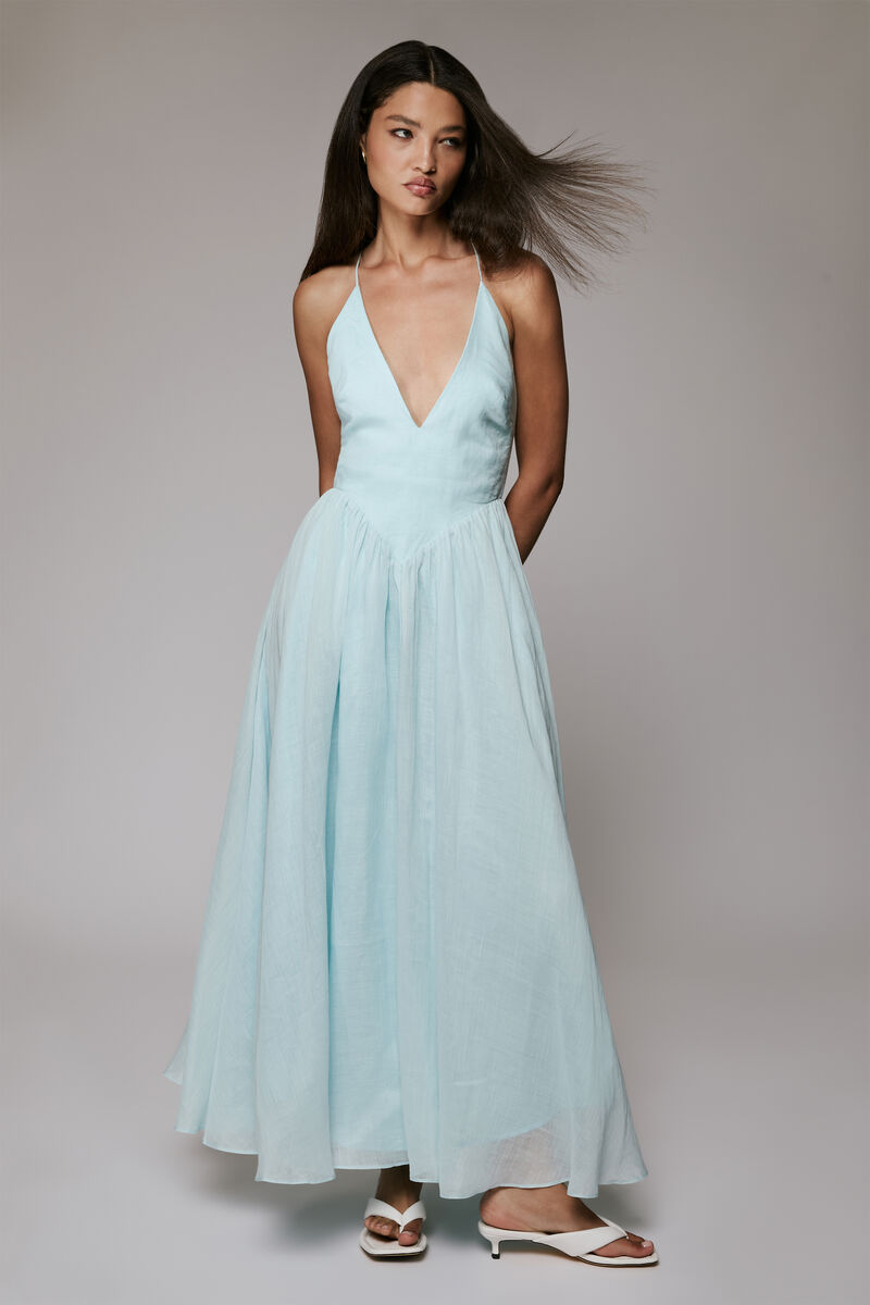 ARLETHA HALTER MAXI DRESS in colour Soft Blue