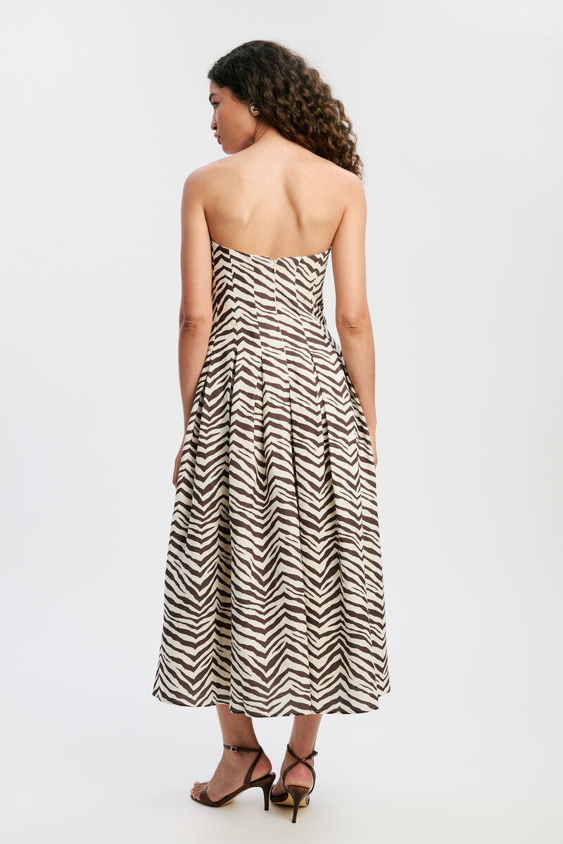 ISALIA STRAPLESS MIDI DRESS in colour Brown