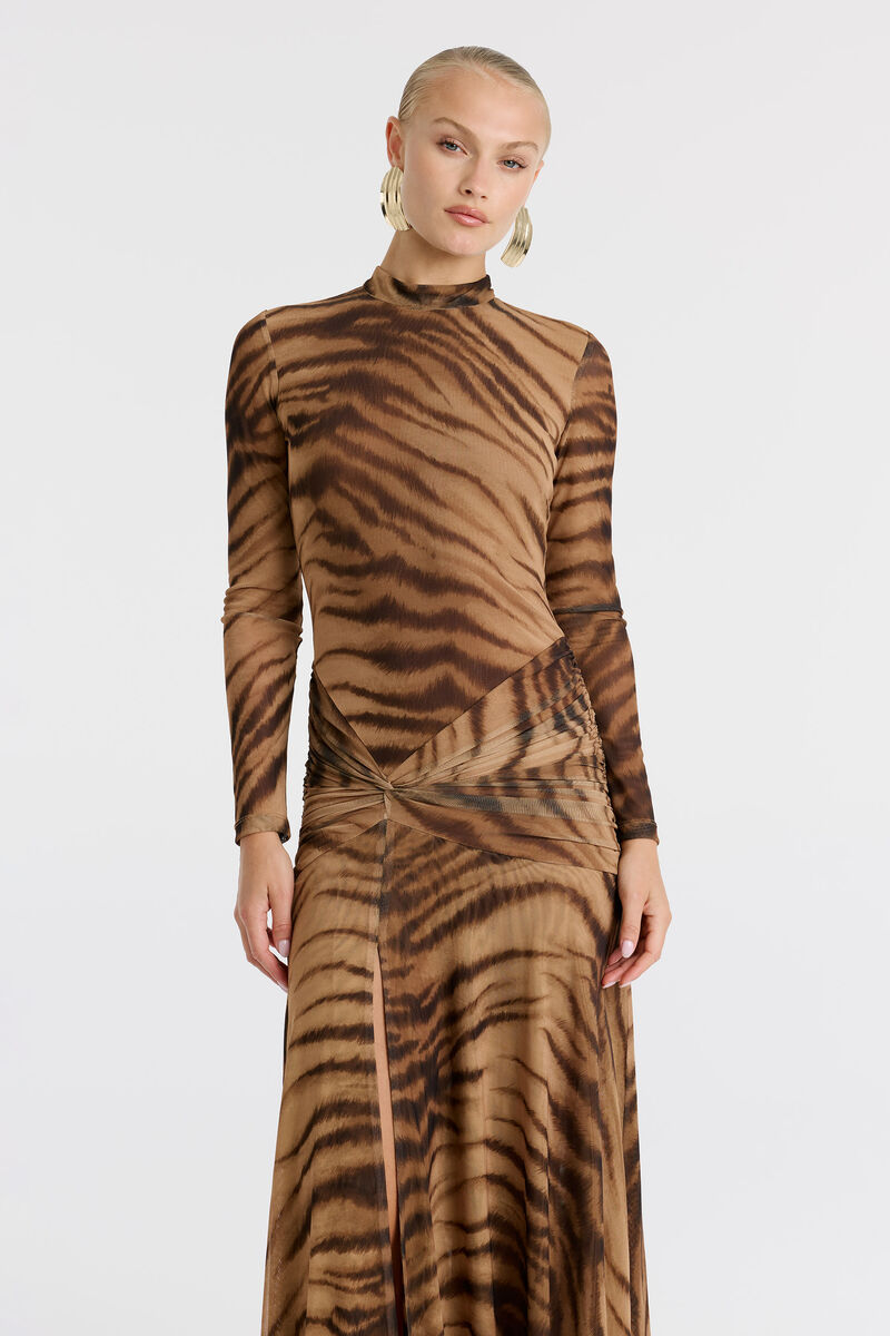 LEA PRINTED MESH DRESS in colour Animal Print