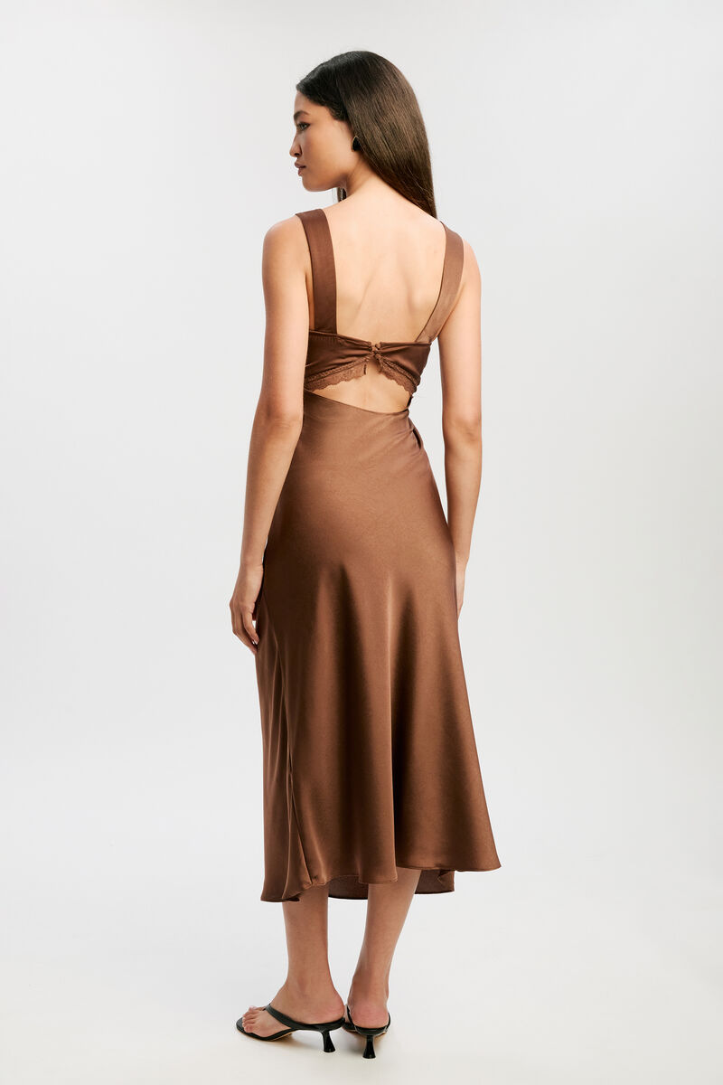 EMORY LACE SLIP DRESS in colour CHOCOLATE