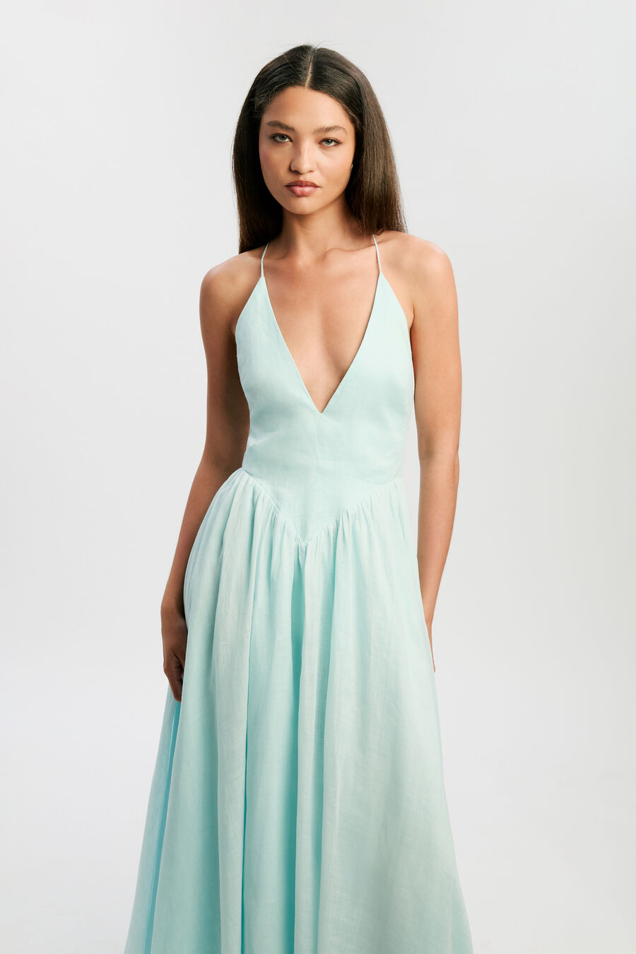 ARLETHA HALTER MAXI DRESS in colour Soft Blue