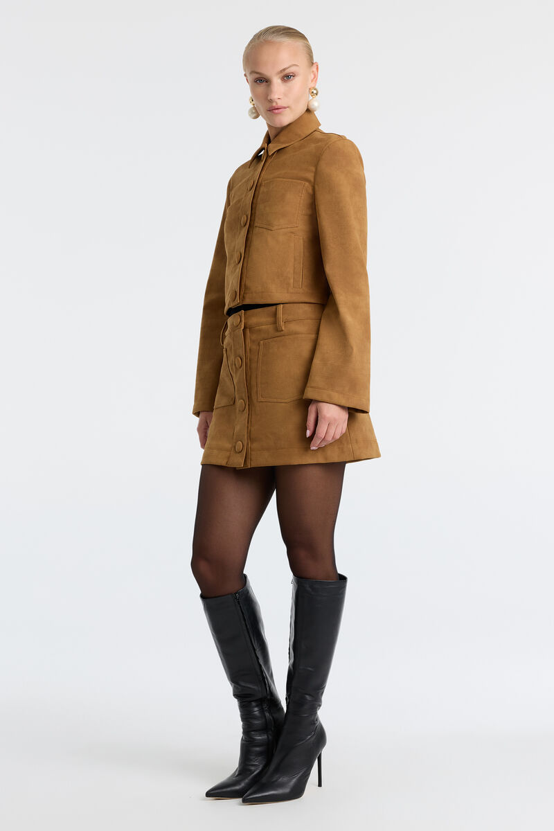 LORENZO CROC VEGAN SUEDE SHIRT in colour Camel