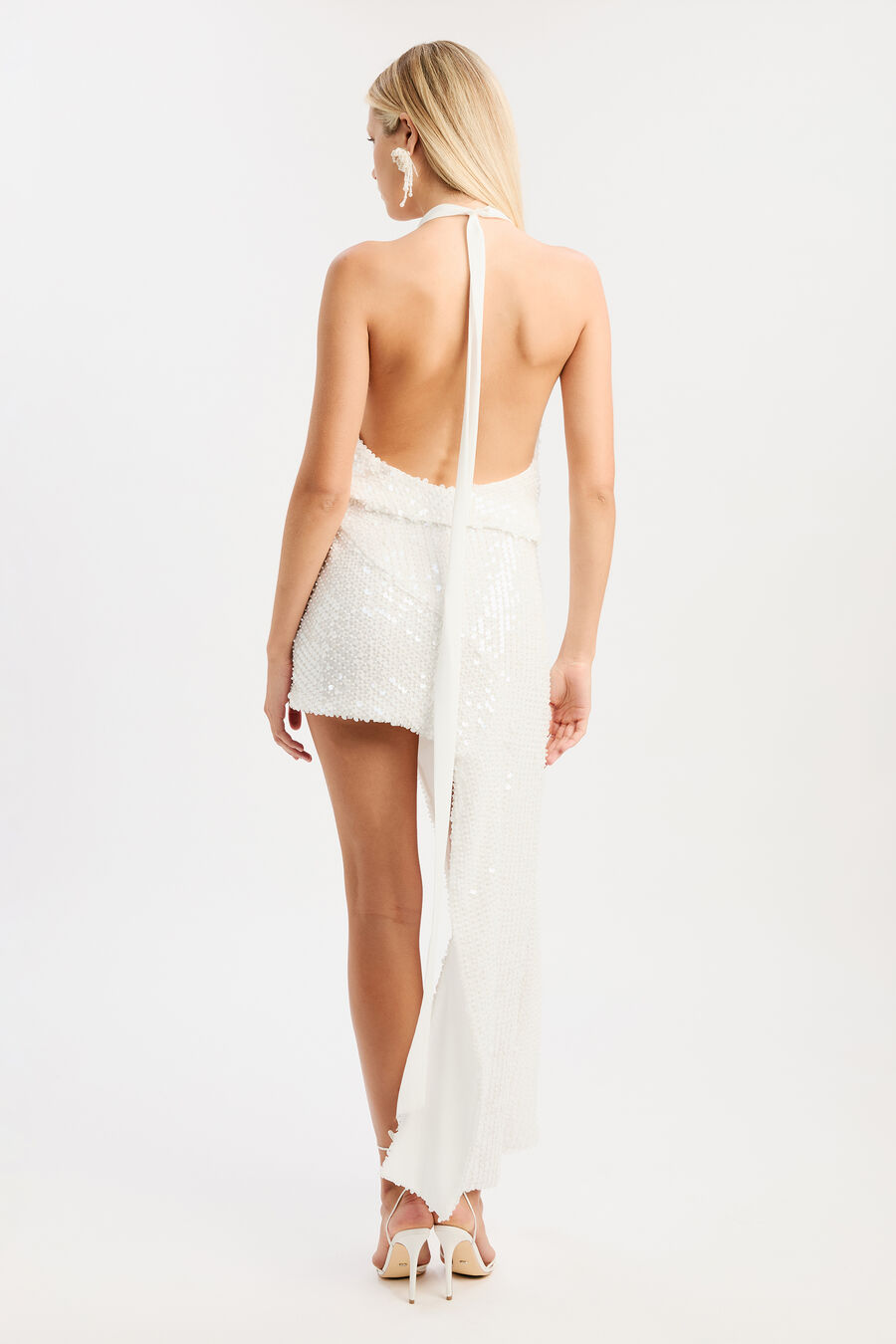 GISELLA SEQUIN COWL NECK TOP in colour Orchid White