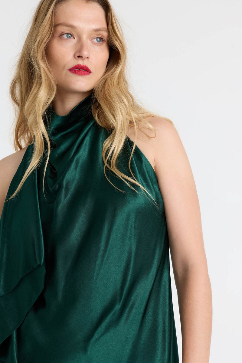 SIERRA DRAPE FRONT MINI DRESS in colour Emerald Green