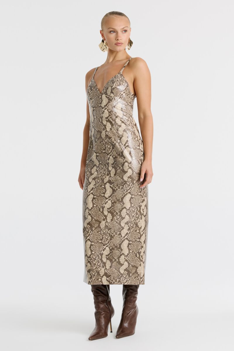 ESTINE FAUX SNAKESKIN DRESS in colour Snakeskin