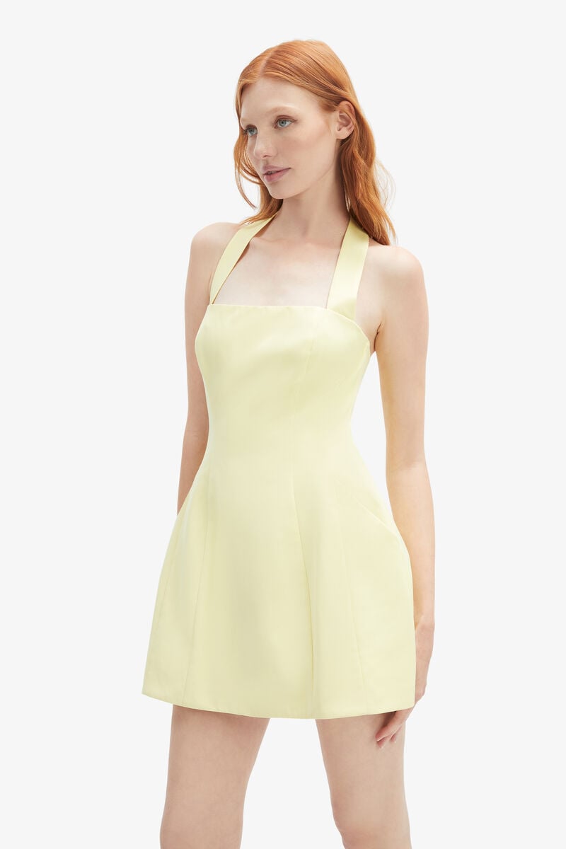 NEVELLE HOURGLASS HALTER DRESS in colour CANARY YLW