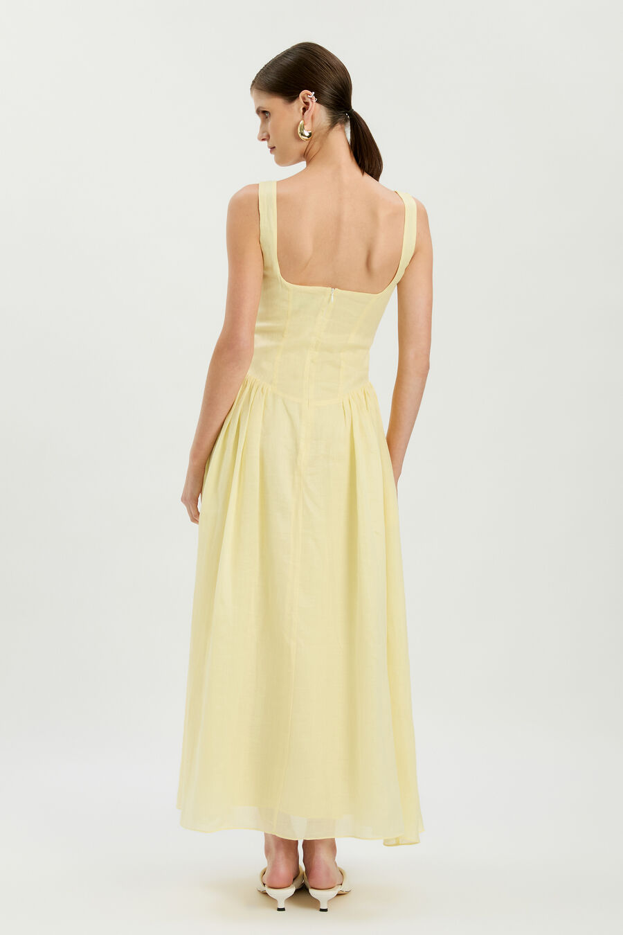 LAWRENCE SCOOP NECK MAXI DRESS in colour Canary Yellow