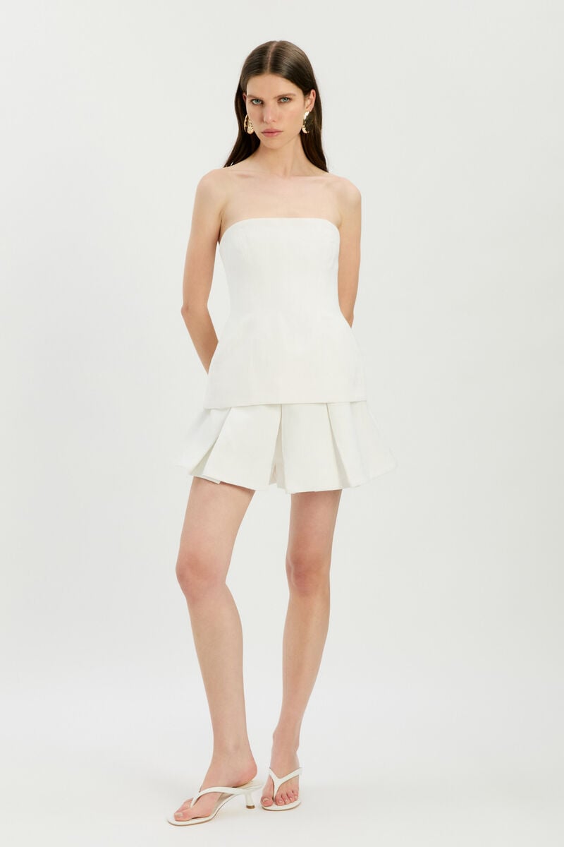 HELENIA LINEN STRAPLESS TOP in colour Orchid White