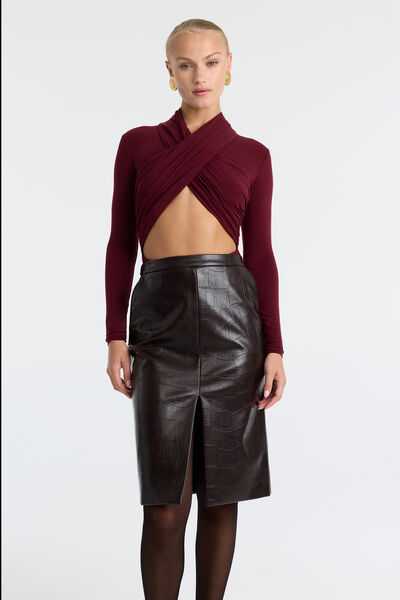 Rheba Vegan Croc Leather Skirt