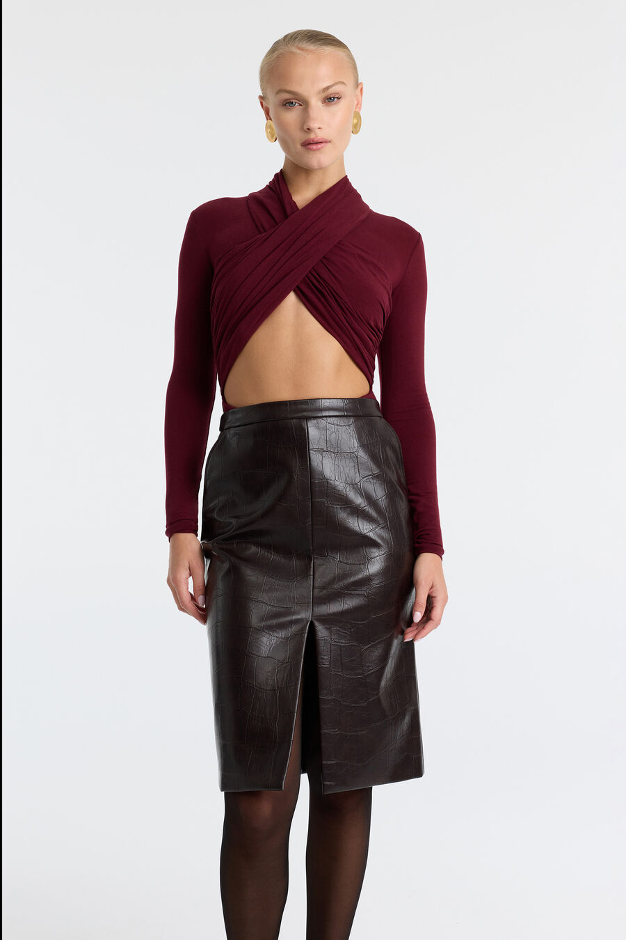 Rheba Vegan Croc Leather Skirt