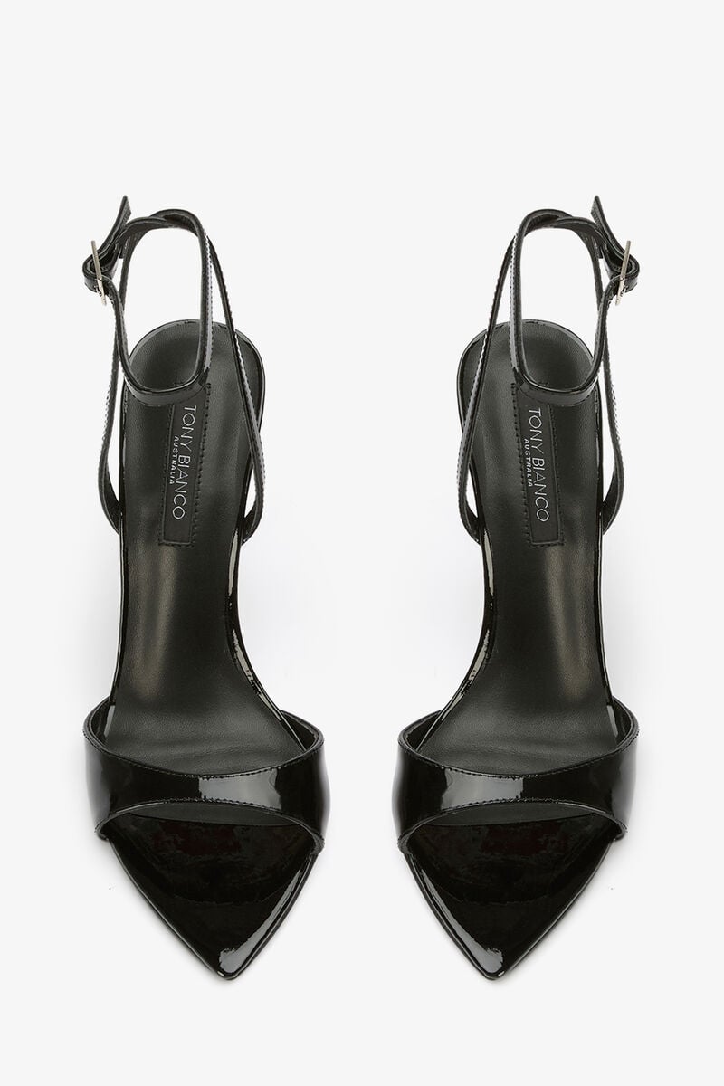 MOLLY BLACK PATENT HEELS in colour BLACK
