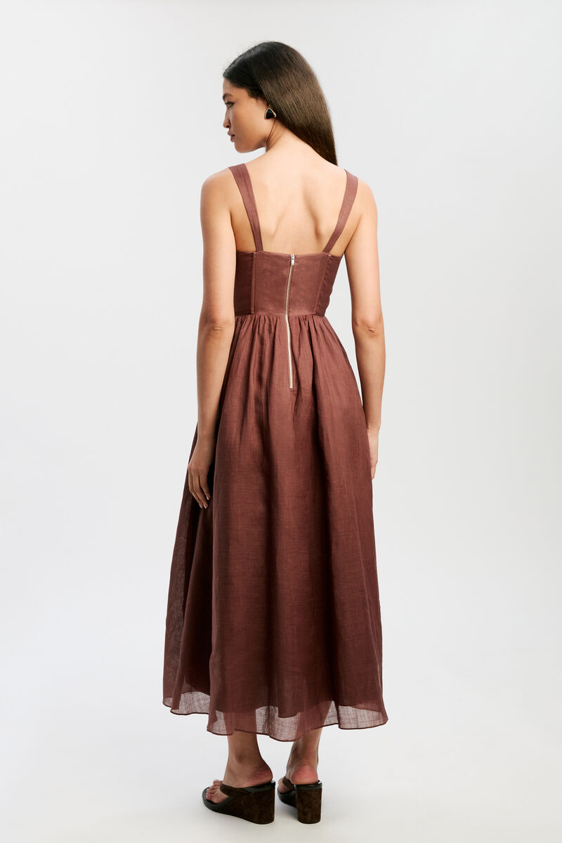 ESRA MIDI DRESS in colour CHOCOLATE