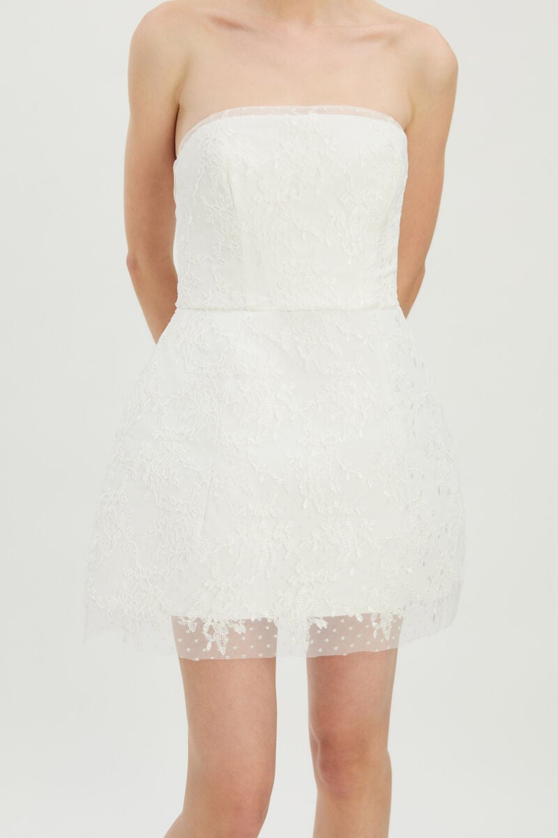 FRANCA HOURGLASS MINI DRESS in colour Ivory