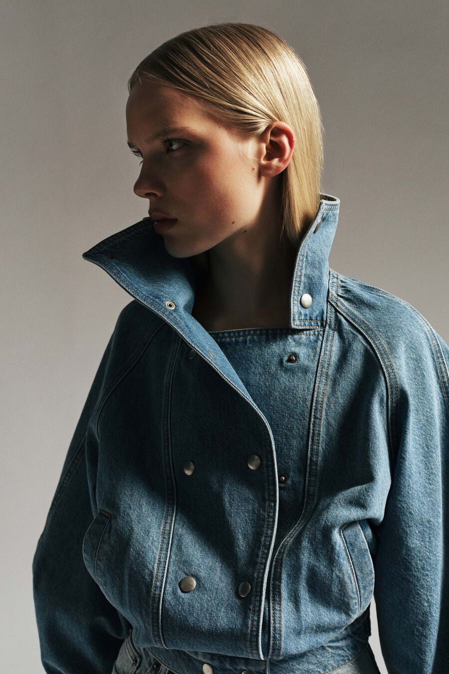 030 Denim Funnel Neck Jacket