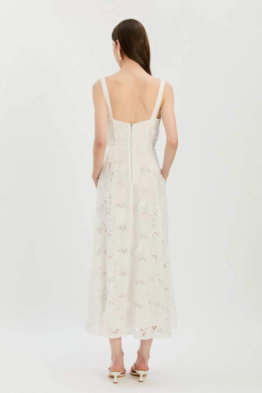 ADALINE BRODERIE MIDI DRESS in colour Orchid White