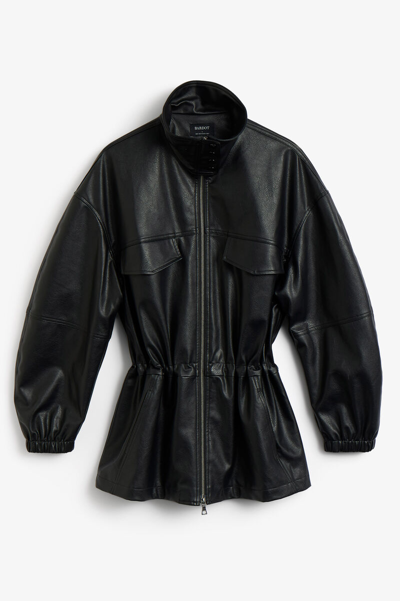 ANJA VEGAN LEATHER JACKET in colour Black