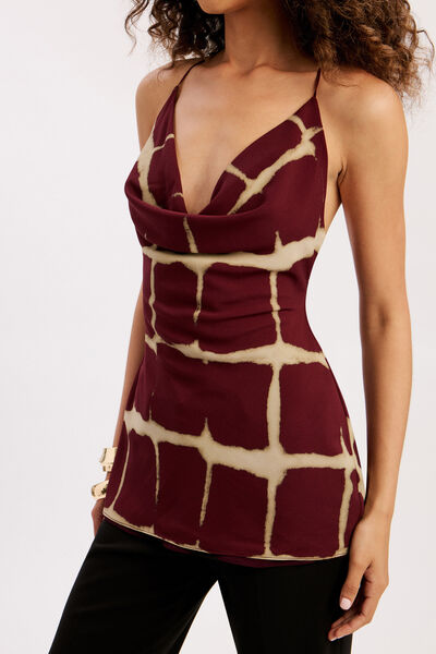 Pascal Printed Cowl Neck Top