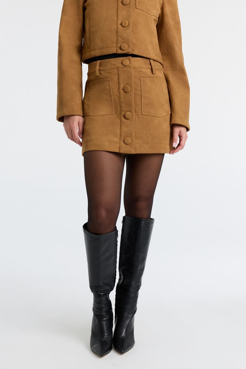 LORENZO CROC VEGAN SUEDE SKIRT in colour Camel