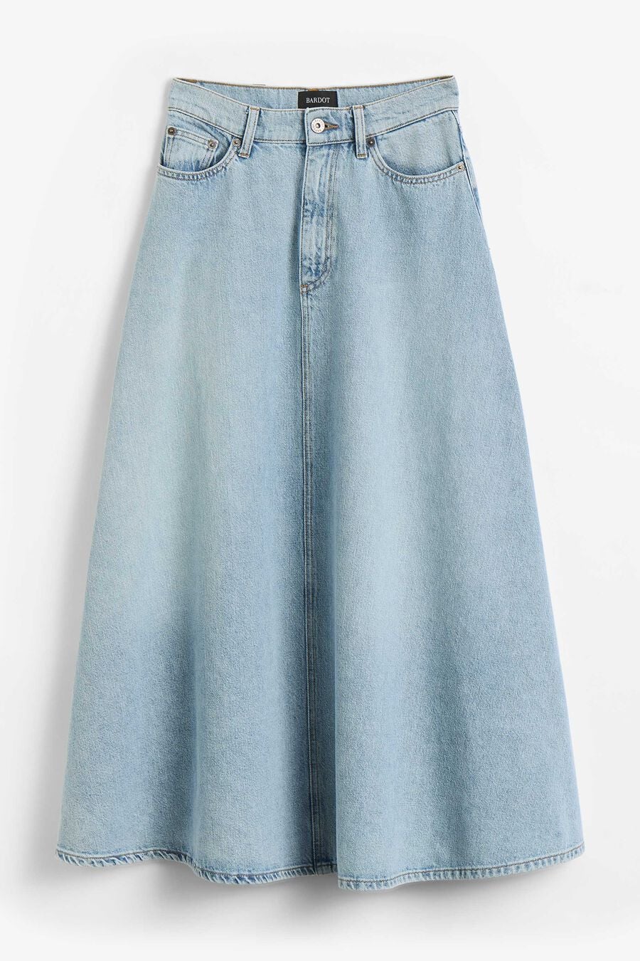 030 DENIM MIDI SKIRT in colour LIGHT DENM