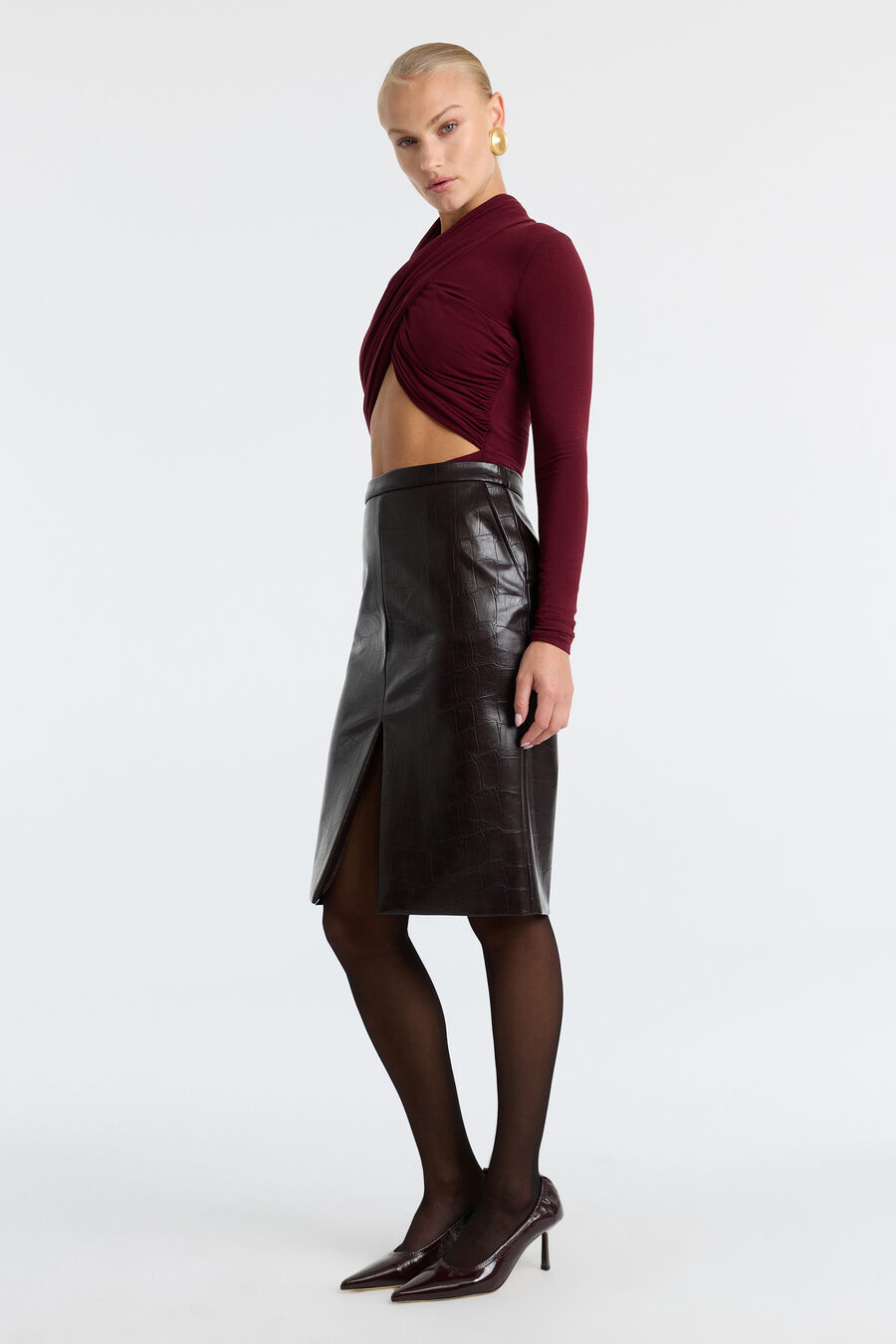 Rheba Vegan Croc Leather Skirt