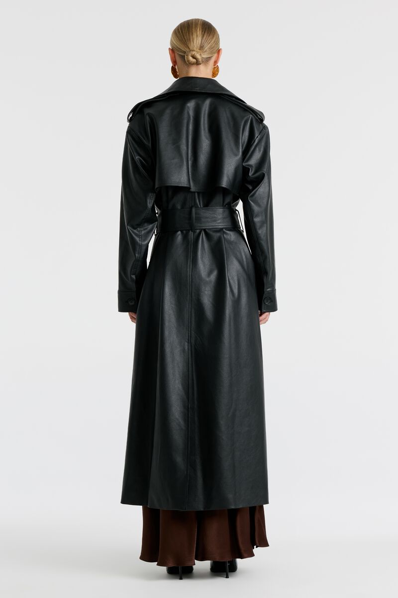 LUCA VEGAN LEATHER TRENCH in colour Black