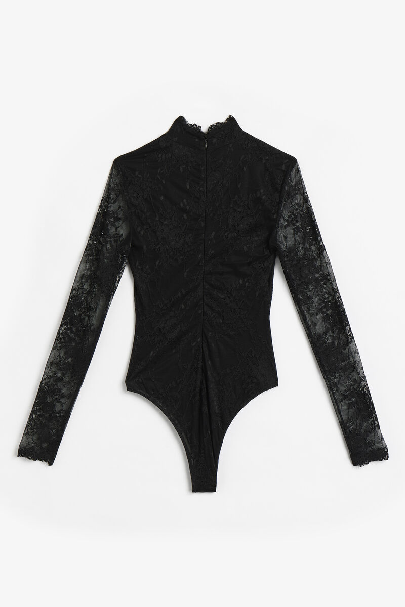 AUREL STRETCH LACE BODYSUIT in colour Black