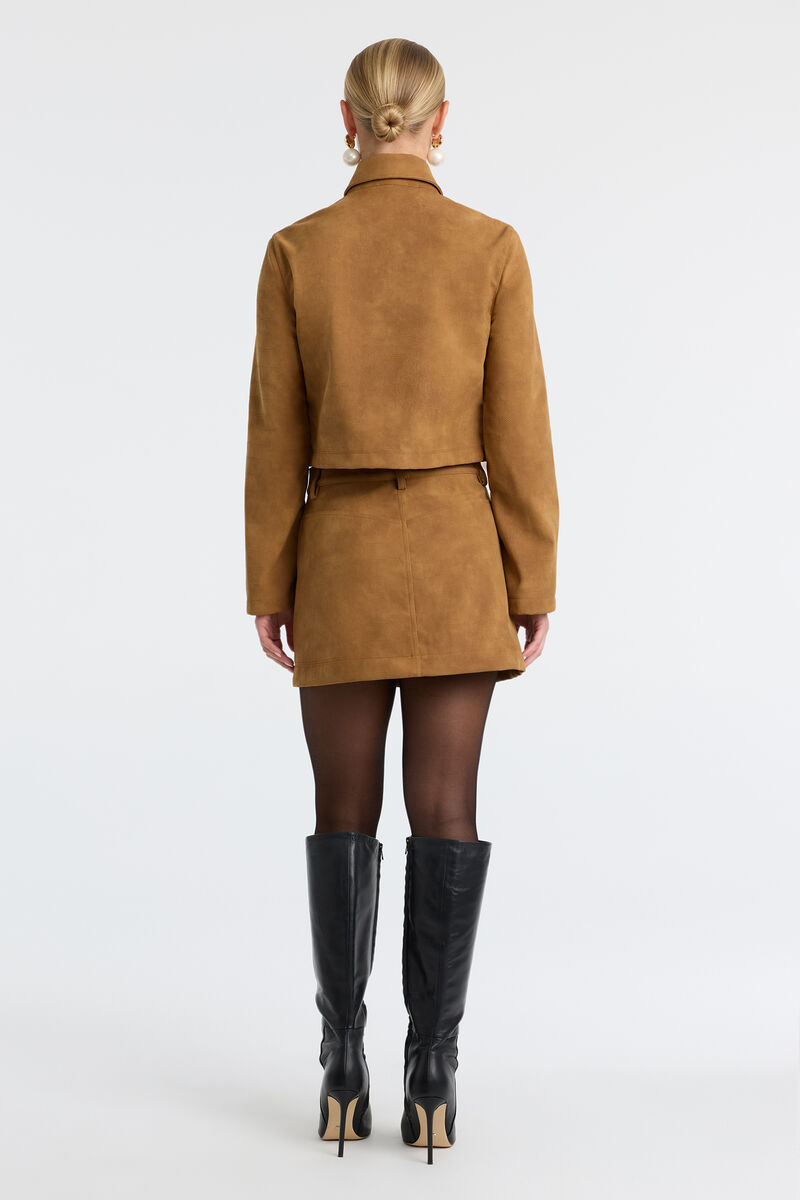 LORENZO CROC VEGAN SUEDE SHIRT in colour Camel