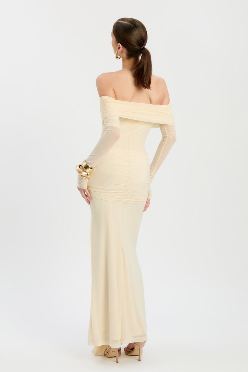 SELINA TIE FRONT MESH DRESS in colour Buttercup