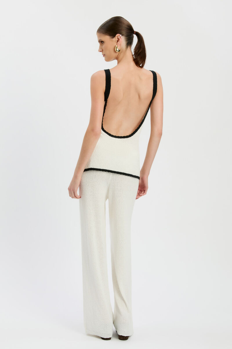 BEATRIZ HIGH RISE KNIT PANT in colour IVORY