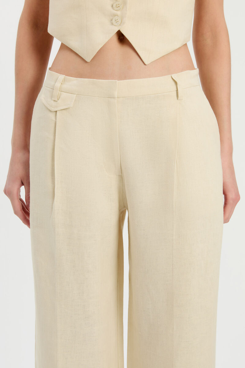 GEORDY HIPSTER LINEN PANT in colour Eggnog