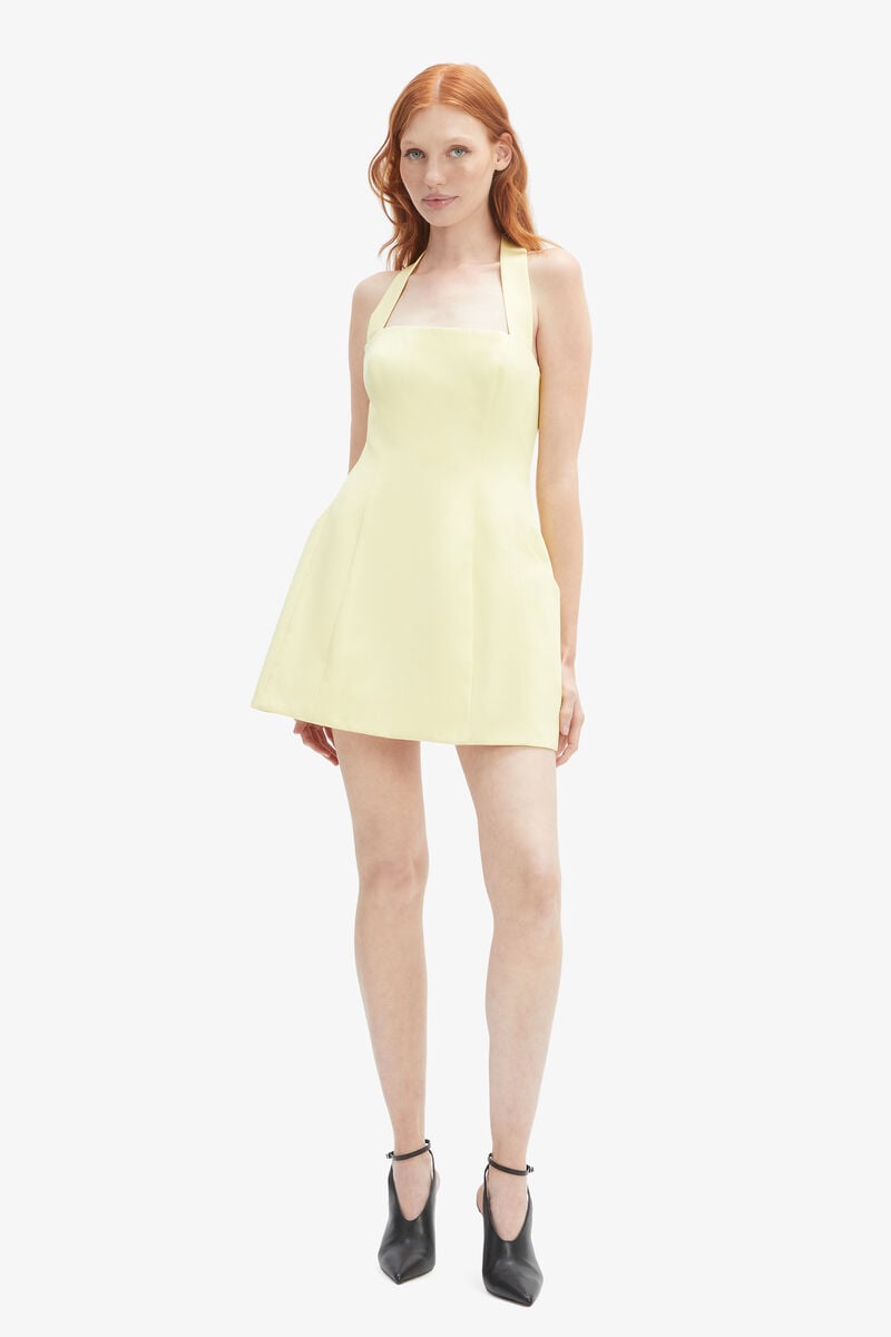 NEVELLE HOURGLASS HALTER DRESS in colour CANARY YLW