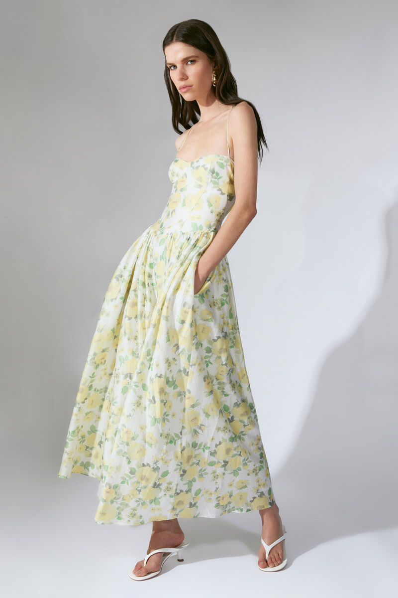 ESTIE PRINTED MAXI DRESS in colour Yellow Floral