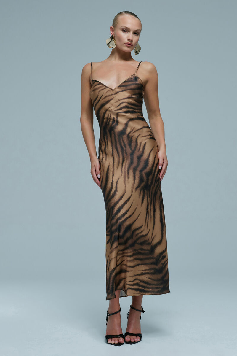 BRYNLEE SLIP DRESS in colour Animal Print