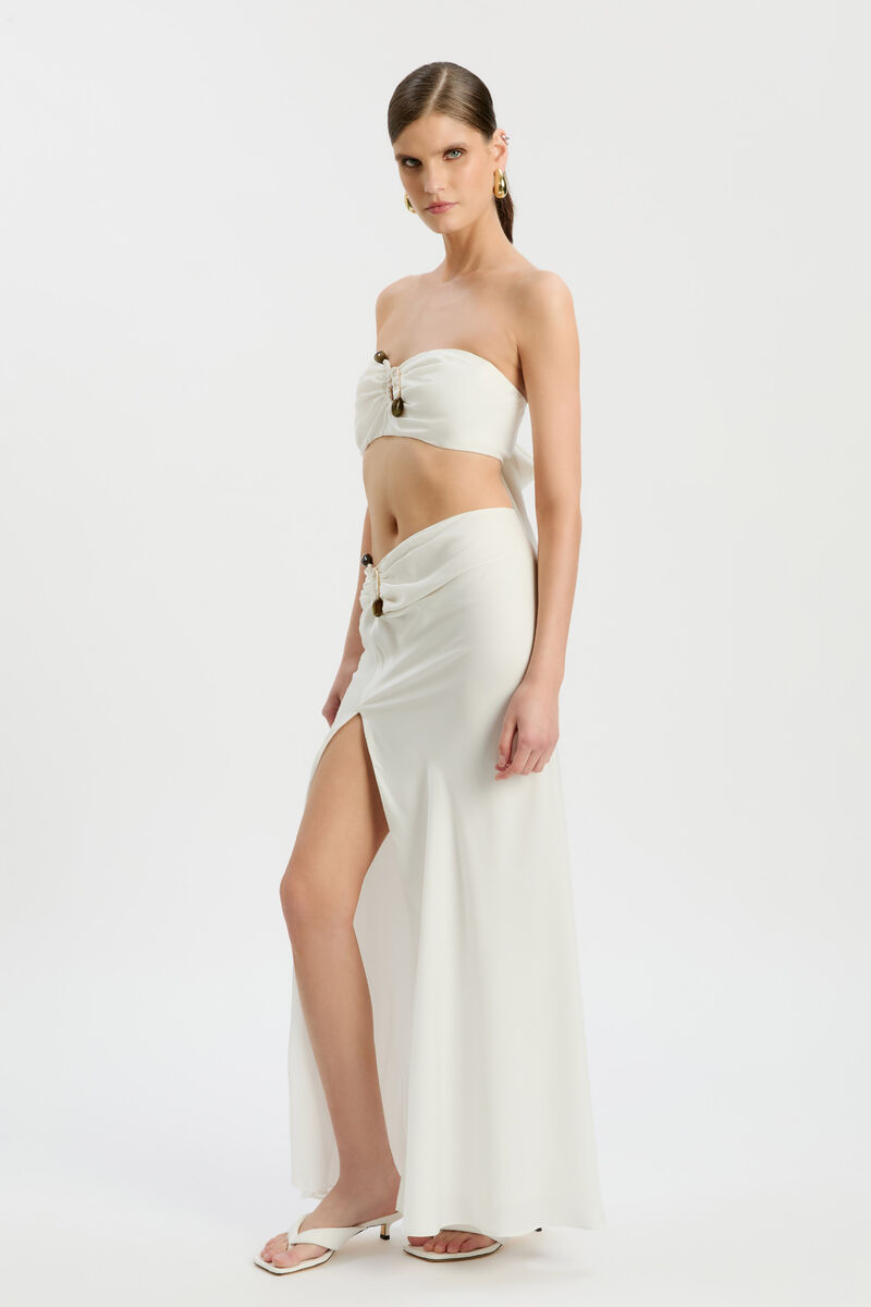 DYLAN SPLIT FRONT MAXI SKIRT in colour Orchid White