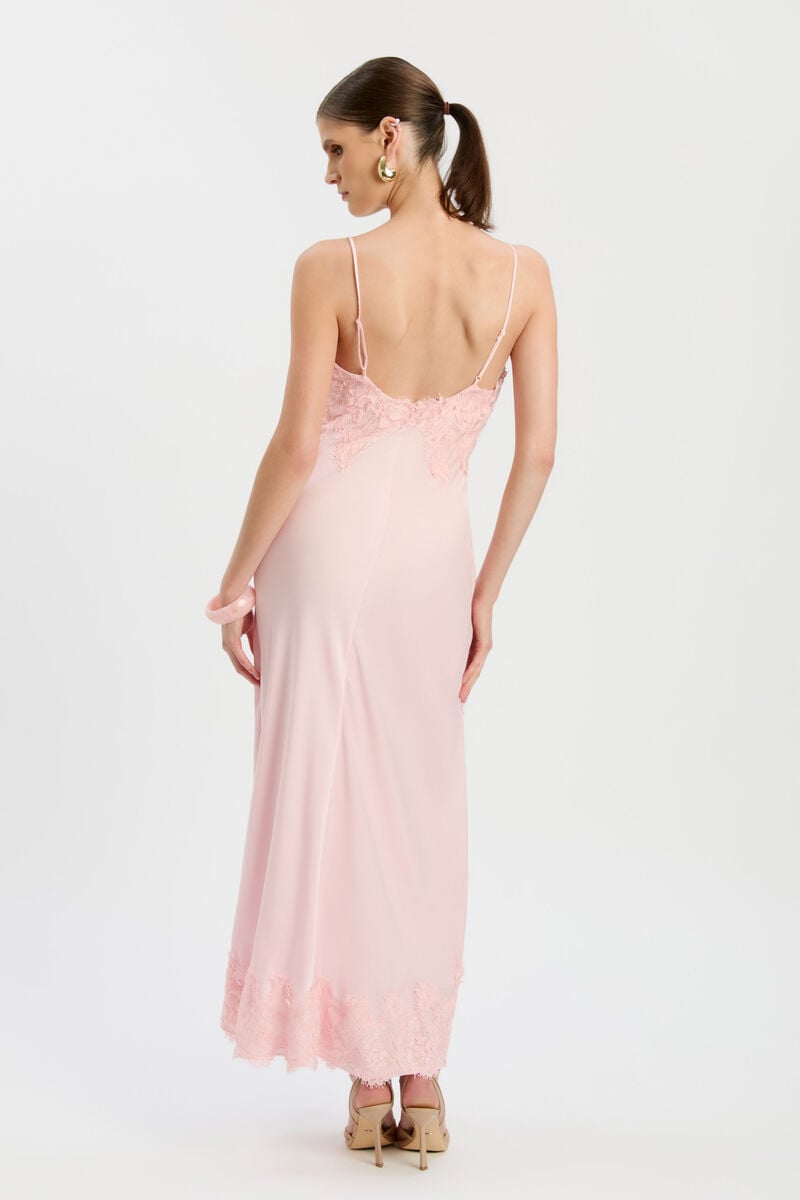 ALERIE LACE SATIN MAXI DRESS in colour Petal Pink