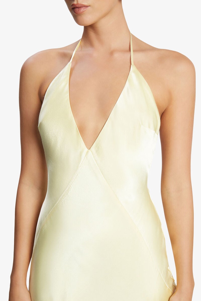 YVE HALTER DRESS in colour Canary Yellow