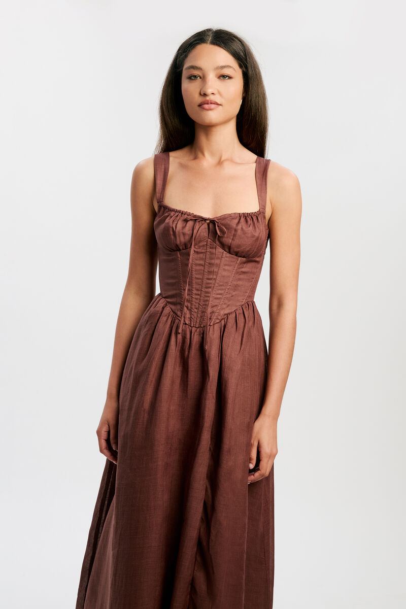 ESRA MIDI DRESS in colour CHOCOLATE