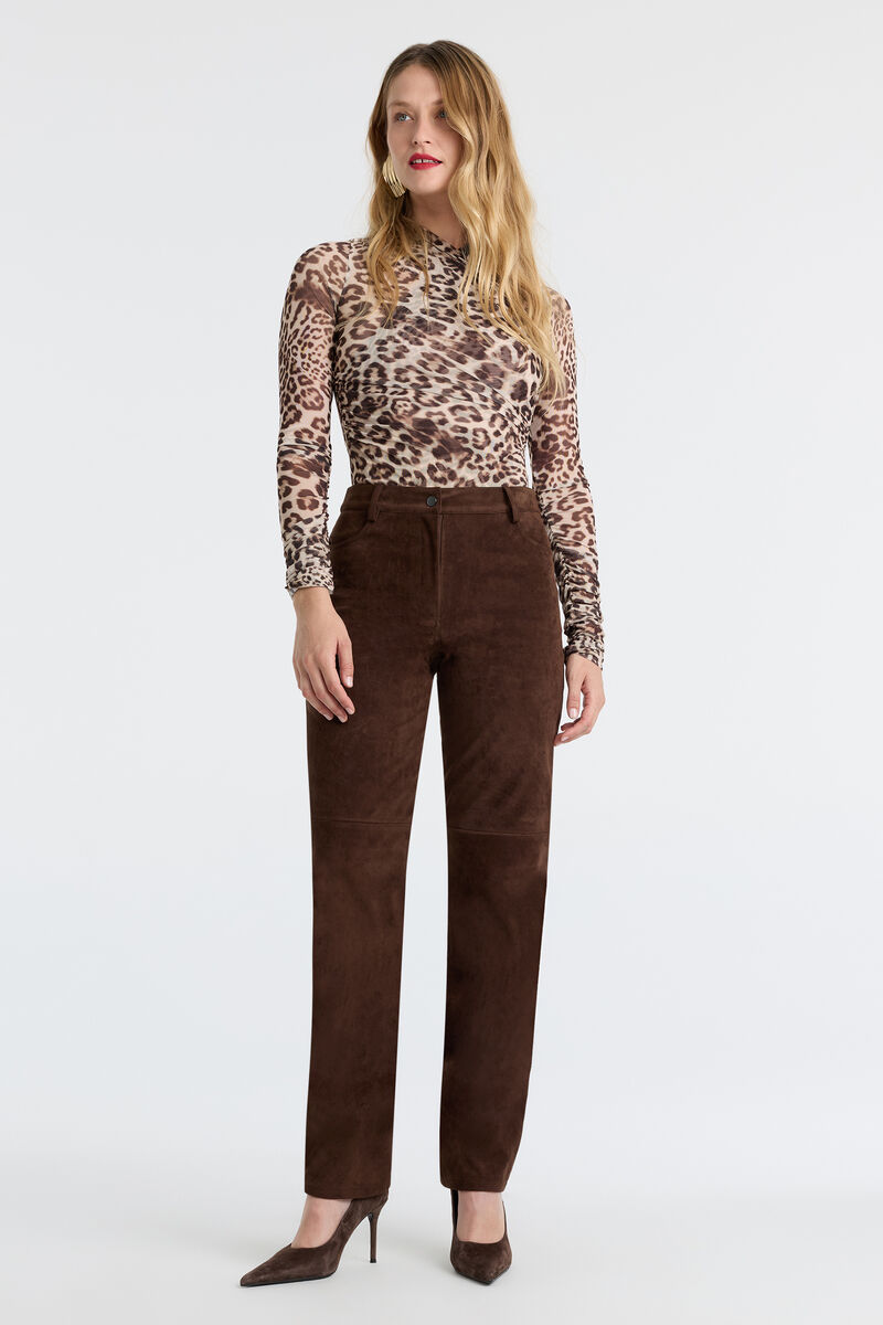 KOURTNEY LONG SLEEVE BODYSUIT in colour Leopard
